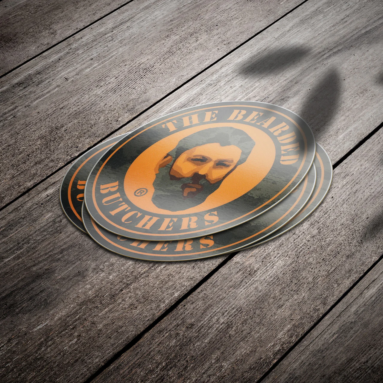 Bearded Butcher 3" Camo Orange Logo Sticker - Image 4